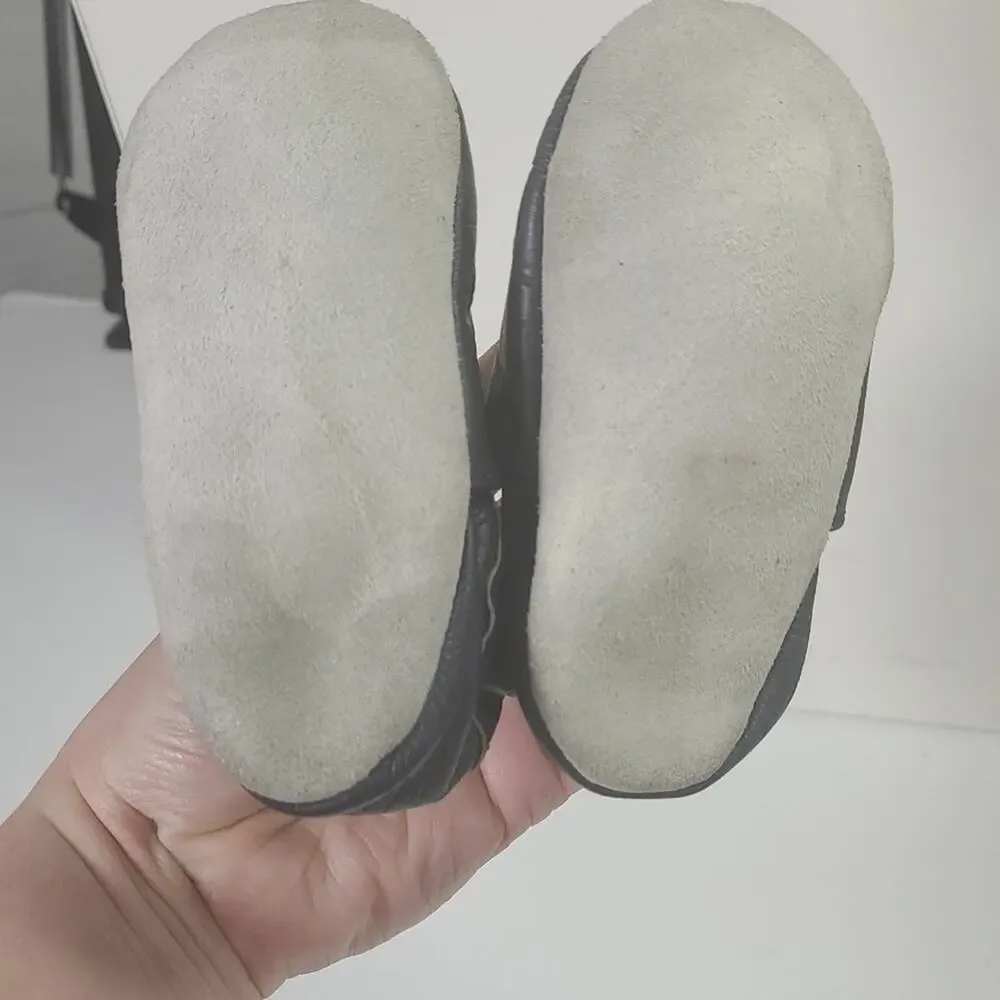 TOMMY Tickle Blue Silly Ghost Leather Crib Shoes Soft Sole Moccasins Sz. M 6-12